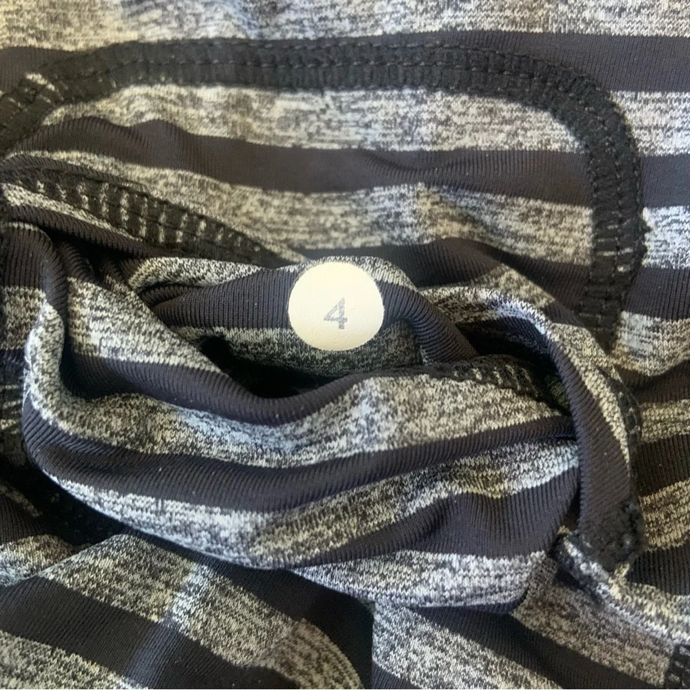 Like New! Lululemon Athletica Run Sport Henley Black and Heathered Gray Striped